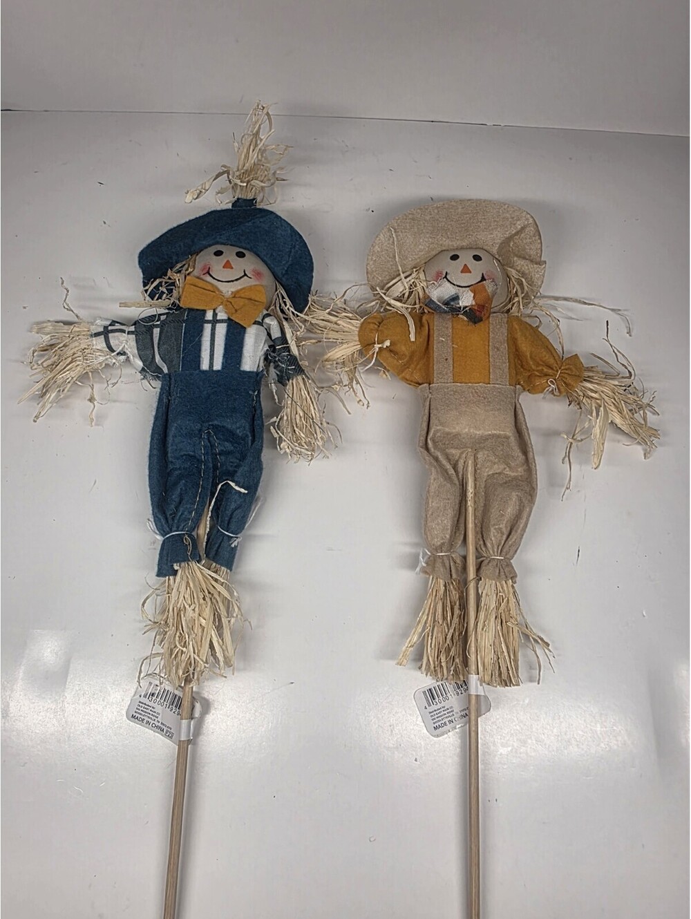 Scarecrow Picks Harvest Fall Set Of 2 14" Indoor/Outdoor Fall Decor NEW